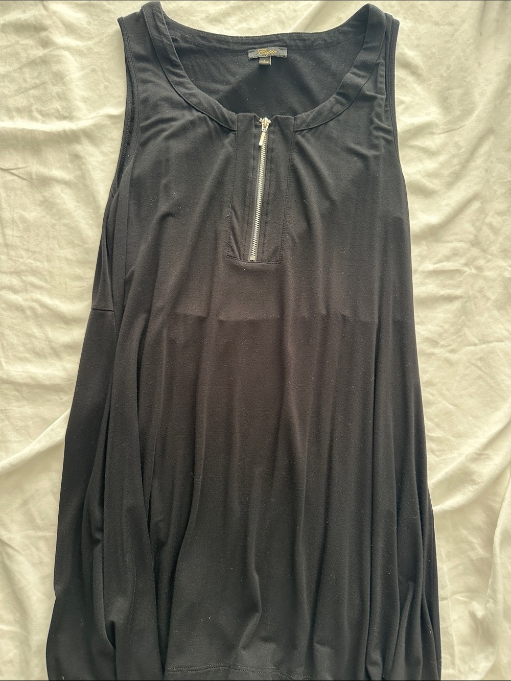 Cupio Black A-Line Zip-Front Women's Top